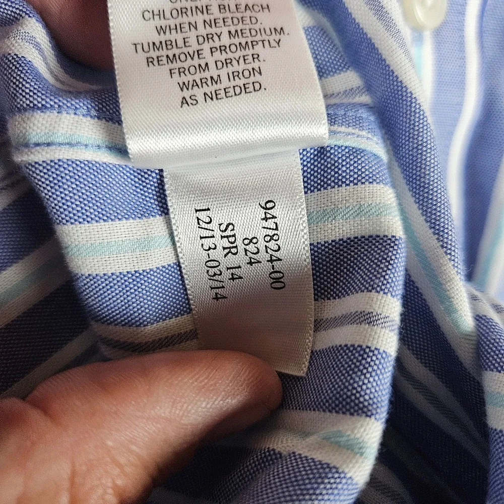 Banana Republic Non Iron Slim Fit Blue‎ Stripe Button Down Shirt Mens XL